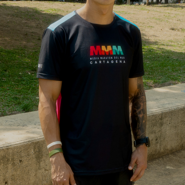 Camiseta Media Maratón del Mar Palmeras en degradado espalda 2024 Varones